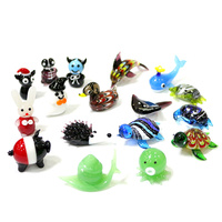 Mini Glass Animal Figurines Cute Snail Dolphin Octopus Whale Pig Cat Crab Duck Sea Turtle Rabbit Ghost Demon Hedgehog Ornaments
