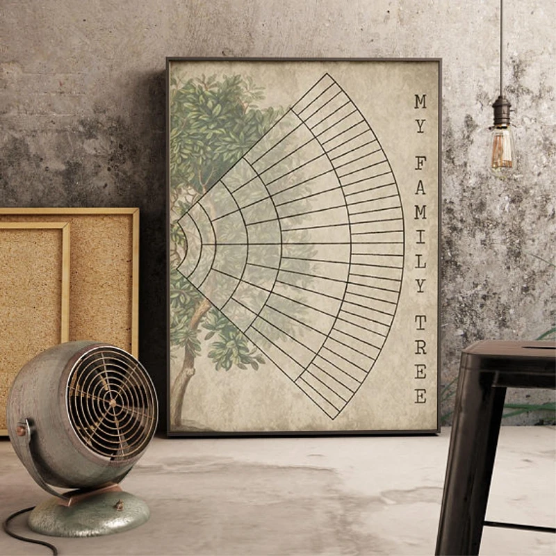 

Home Wall Painting Decor Canvas Art Poster Print My Family Tree Fan Chart Ancestry Genealogy Picture Nordic Poster Living Room