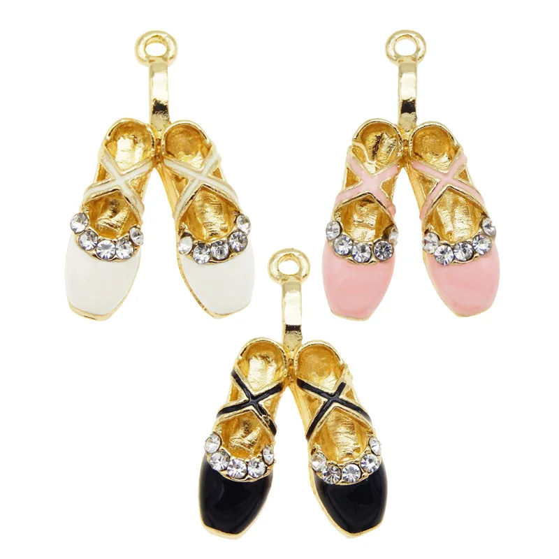 3pcs Enamel Dancer pendant Rhinestone Jewelry Making DIY Handmade Ballet Shoes Charms For Bracelet Earrings Necklace Gift DIY