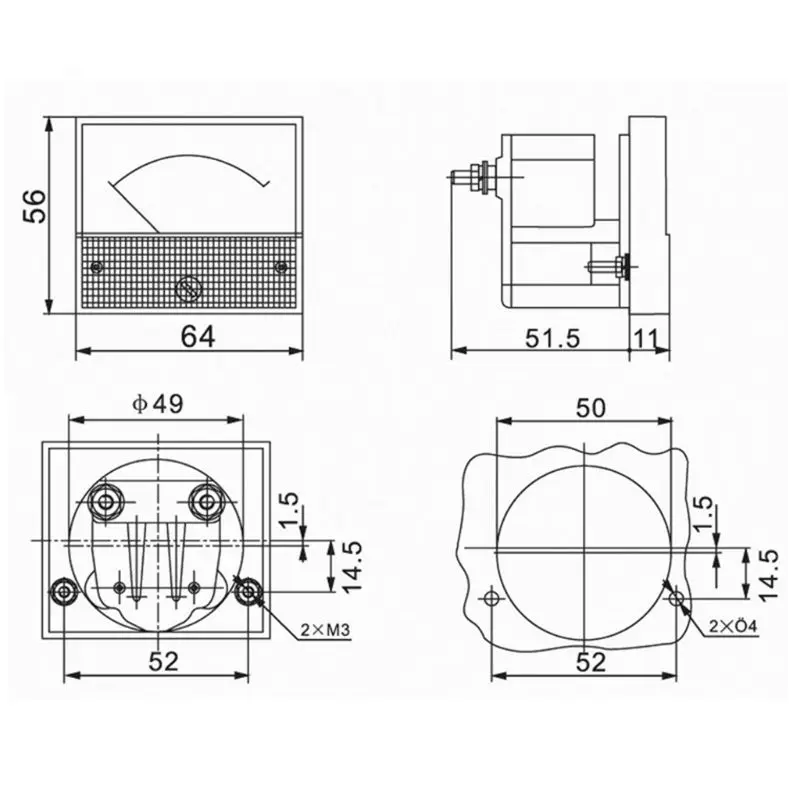 DC 85C1 μA Analog Current Meter Panel Dial Current Gauge Pointer Ammeter Microampere Meter 50μA 100μA 200μA 300μA 500μA