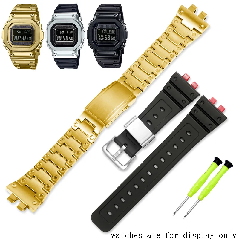 

YOPO Special Interface Stainless Steel Strap Silver Black Golden Bracelet For G SHOCK GMW-B5000 Rubber Pin Buckle Wristband