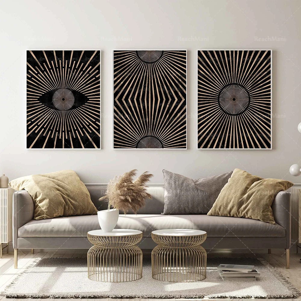 Boho Sun Print, abstract art print poster, evil eye geometric poster, nursery wall art single line print living room decoration