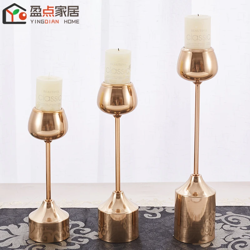 Candlelight Dinner Candle Holder European Restaurant Hotel Props Modern Romantic Gold Iron Dining Table Decorations Candlestick