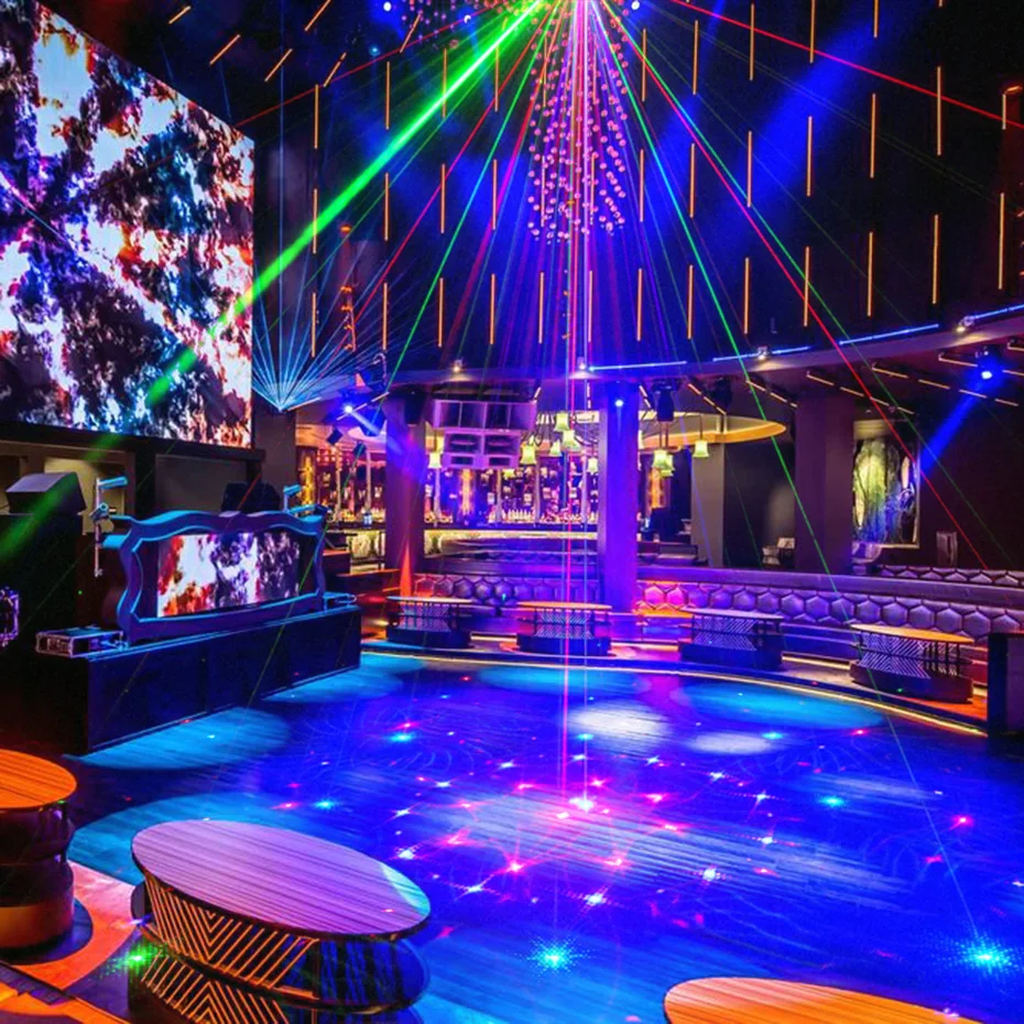 ALIEN New 96 Patterns RGB Mini Laser Projector Light  DJ Disco Party Music Laser Stage Lighting Effect With LED Blue Xmas Lights