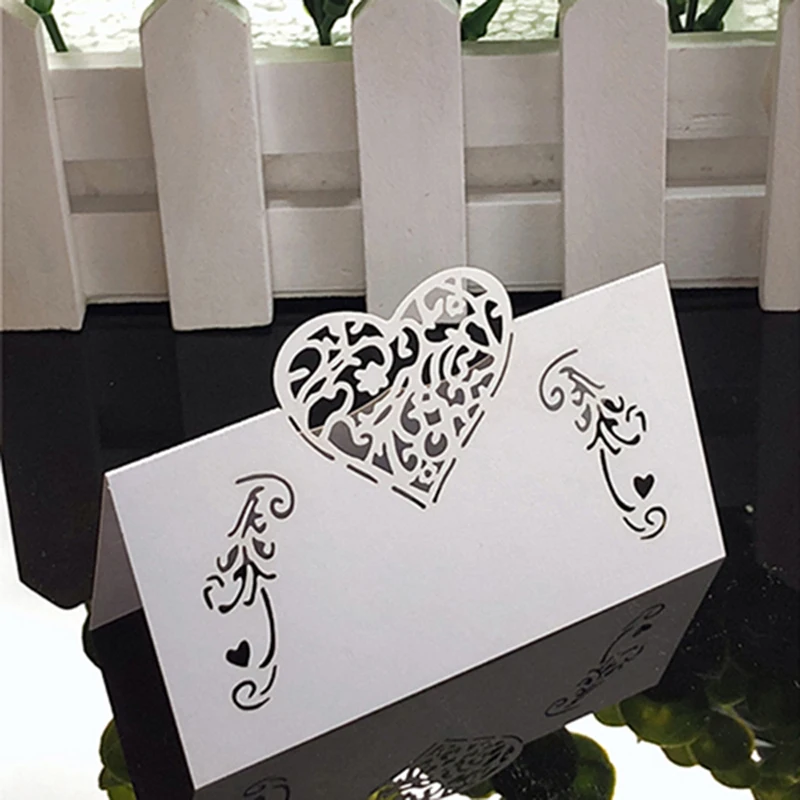 50pcs White Lace Name Place Cards Wedding Decoration Table Decor Table Name Message Greeting Card Party Christmas Decoration