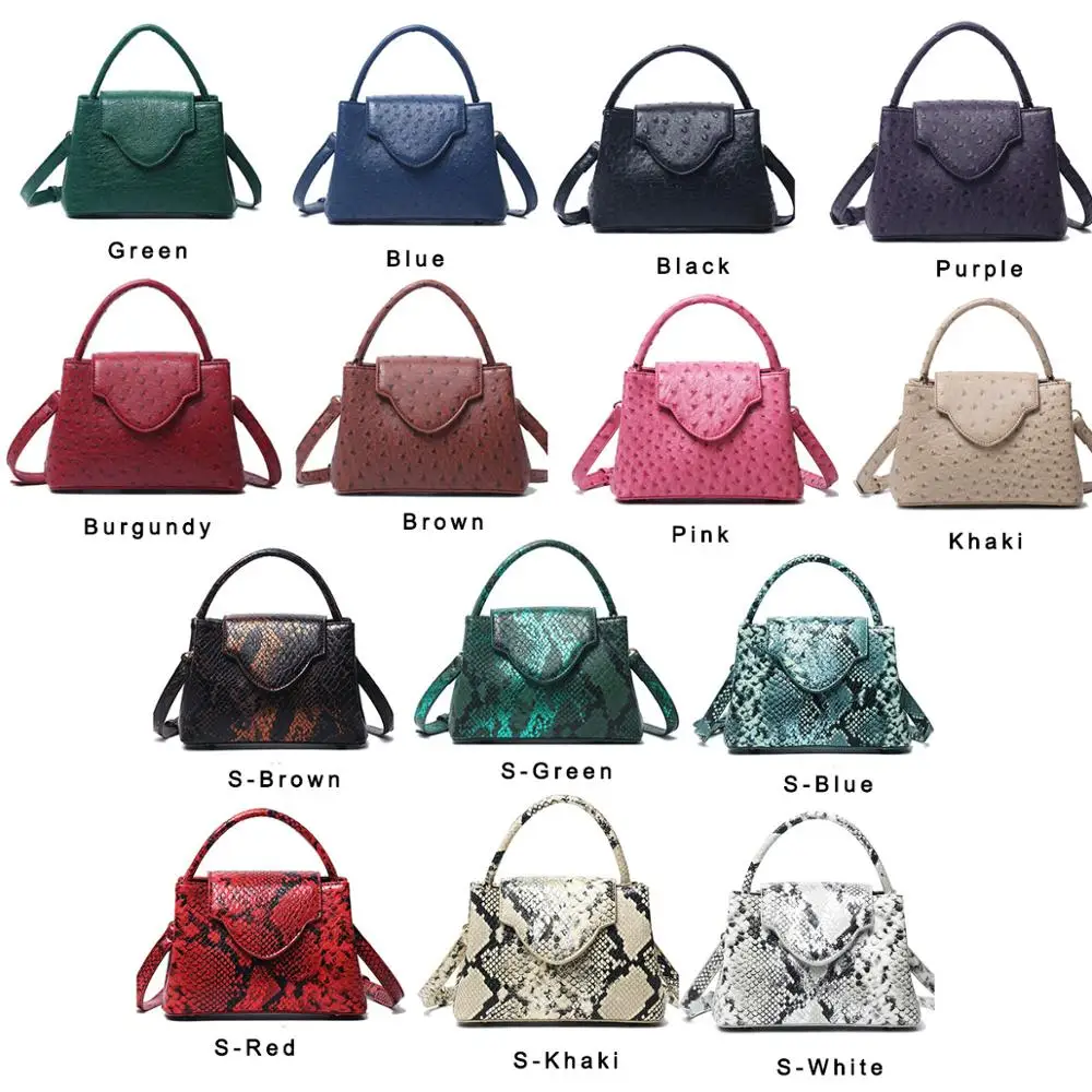 Classic Luxury Brand INS Hot Sales Handbag Women PU Ostrich Pattern Luxury Brand Designer Hot Pink Tote Shoulder Bag