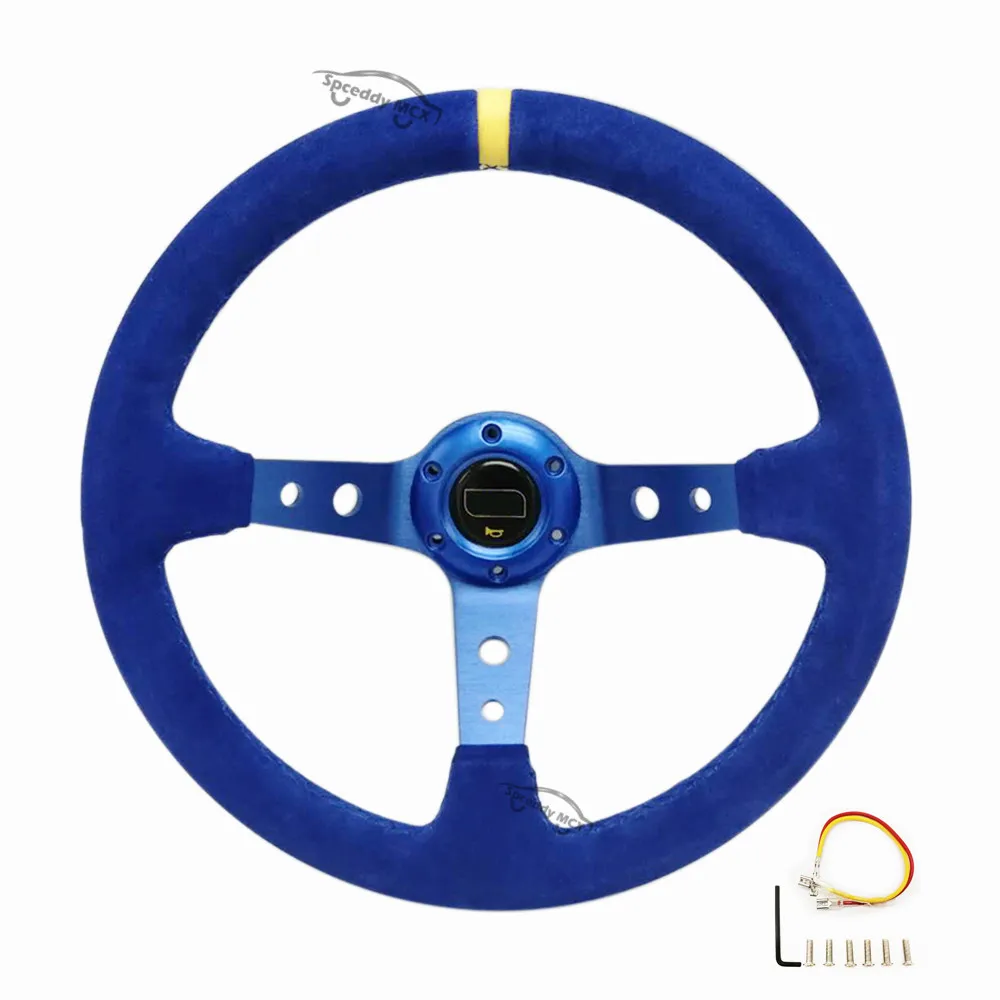 

Spceddy MCX Deep Dish Sport Steering Wheel Car Modification Parts 14 inch 350mm Racing Steering Wheel Blue Black OM20S0501115