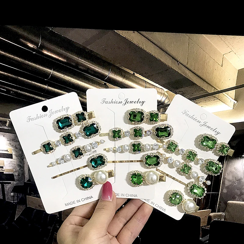 2022 مشبك شعر الموضة مجموعة للنساء الفتيات كوريا جديد كريستال المشابك إكسسوارات الشعر أغطية الرأس الجانب كليب Hairgrip الشعر مجوهرات