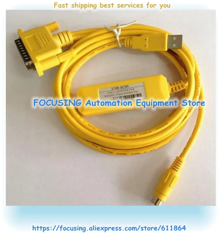 

USB-SC09 Ca ble PLC Programming Cable New For FX1S/1N/2N/A/FX2 Sieries PLC Program Cable USB TO RS422