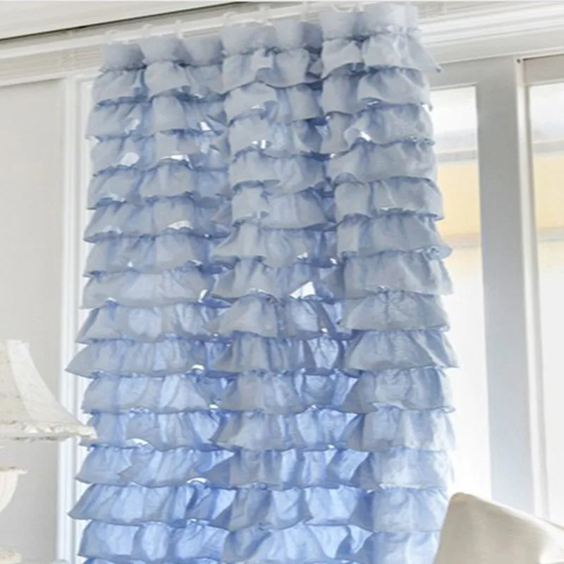 

Korean princess ruffles romantic cake layers bubble pure cotton fitting curtain window cortinas living room bedroom YW