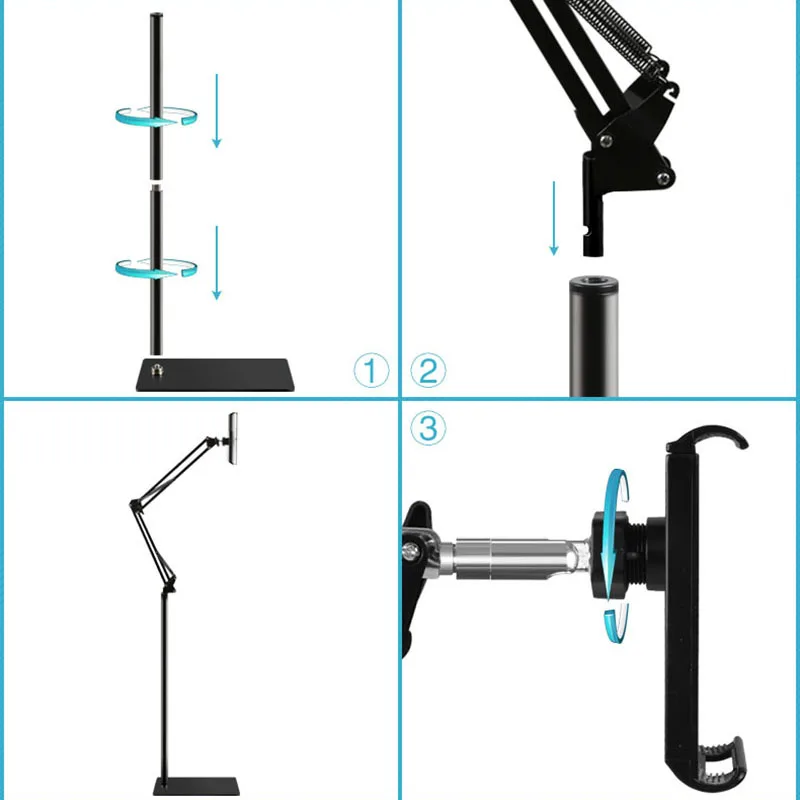 Support de téléphone et tablette pliable en métal, réglage multi-angle pour chaise longue de 5 à 12.9 pouces