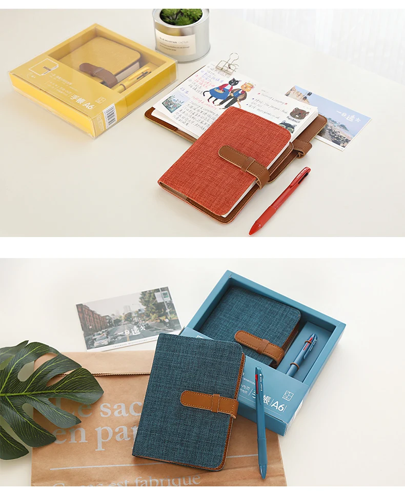 Notebook manuale Kinbor A6 con penna a sfera multicolore da 0.7MM