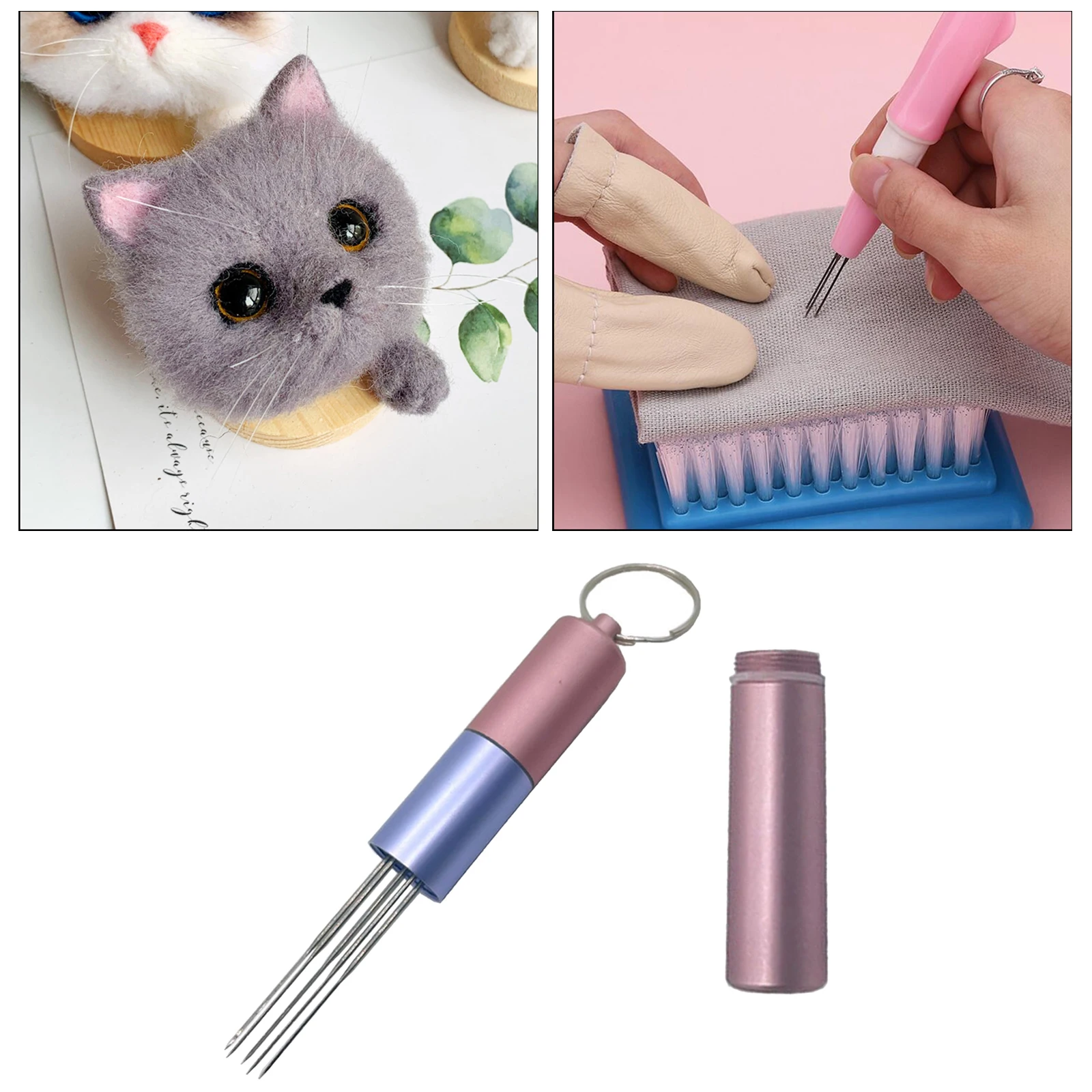 DIY Felting Needle Handle with 6 Needles Handmade Wool Embroidery Tool Set