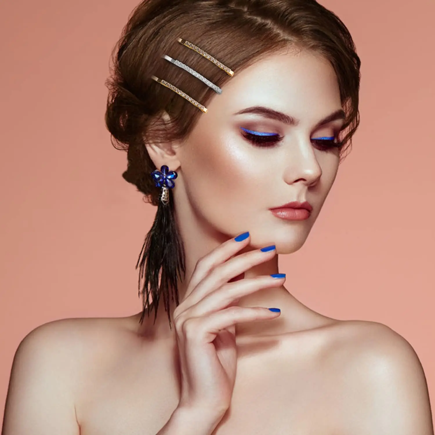 Neue Strass Bobby Pins Kristall Haars pangen Diamant Haarnadel funkelnde Haar Barettes Styling Zubehör für Frauen und Mädchen – Detail 3