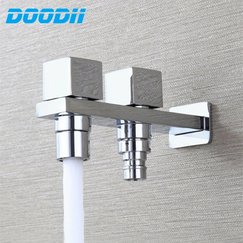 

DOODII Brass Wall Mounted Garden Taps Single Cold Wash Basin One in two out Mop Washing Machine Faucet Torneira parede