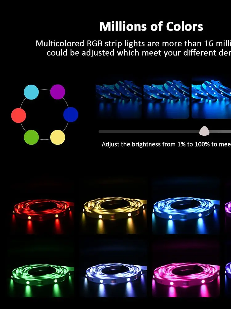 LED Strip Lights RGB  ,5V 1M-30M,16 million colors, RGB , Led Strip Lighting Music Sync, Color Changing for Party Home