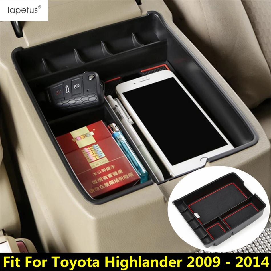 

Car Central Control Armrest Storage Box Organizer Container Tray Plastic Accessories Interior For Toyota Highlander 2009 - 2014