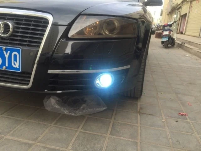 COB angel eye DRL daytime running light + halogen fog lamp + projector lens + fog lamp cover for Audi A6 A6L C7 2005-2008, 2pcs