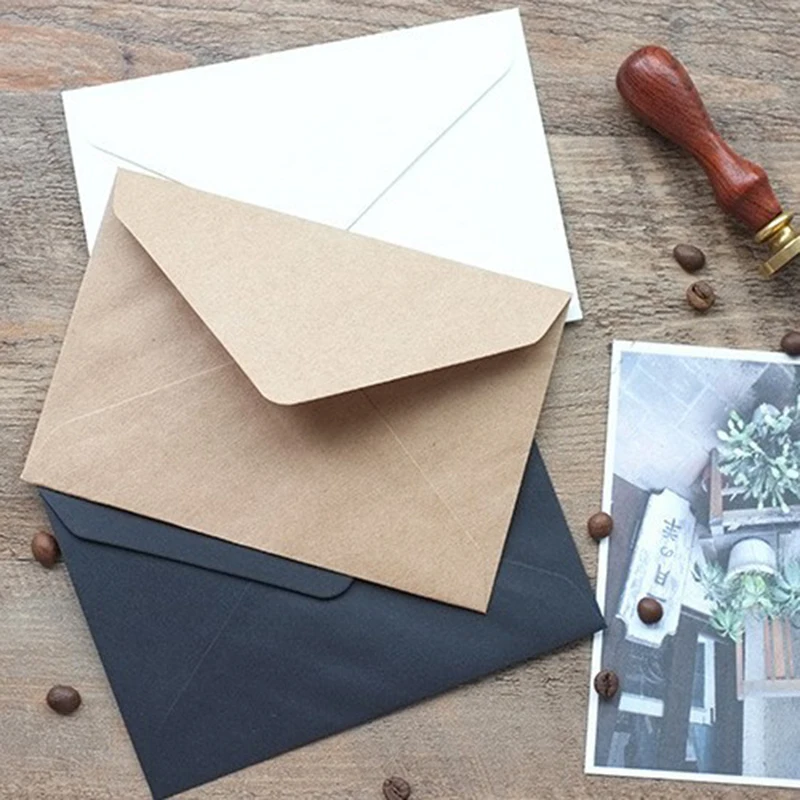 黒と白のクラフト紙のミニ封筒,青,50またはピース/セットcm,ヴィンテージスタイル,結婚式や招待状に最適,3色で利用可能