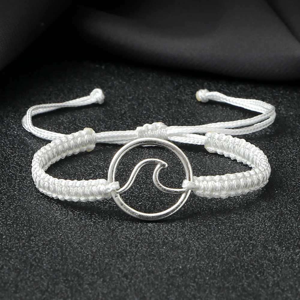 Charm Ocean Waves Alloy Handmade Bracelets Sea Surf Lucky Rope Chain Women Men Bracelet & Bangles Fashion Jewelry Wristband Gift