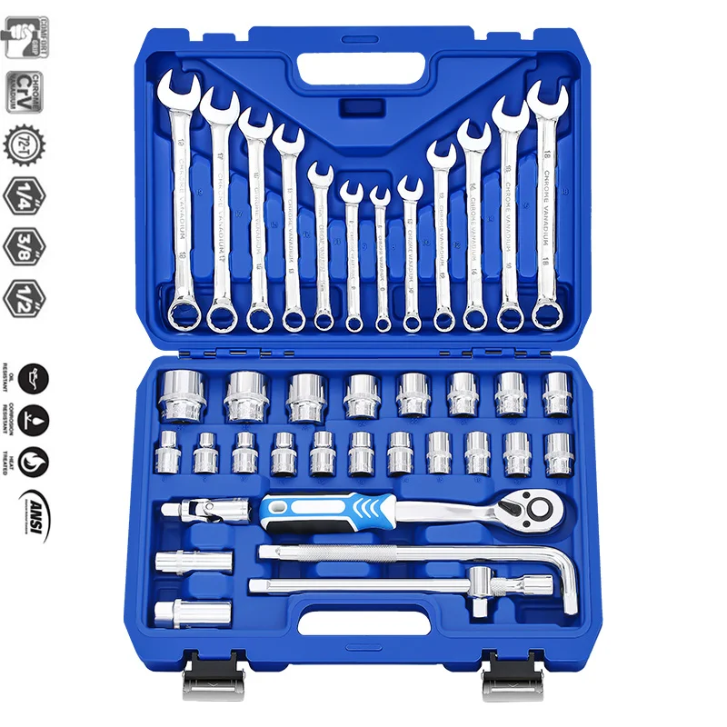 Professional 38 Pieces Socket Set,Combination Wrenches for Car Motorcycle Repair Tools 1/2