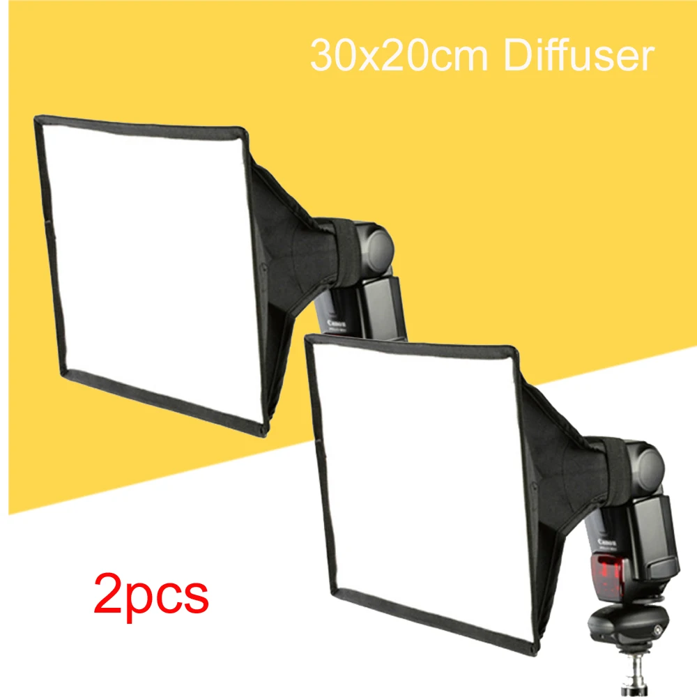Difusor de Flash cuadrado Universal, 30x20cm, para Canon, Nikon, Sony, Yongnuo, Godox, Metz, Speedlite, 2 uds.