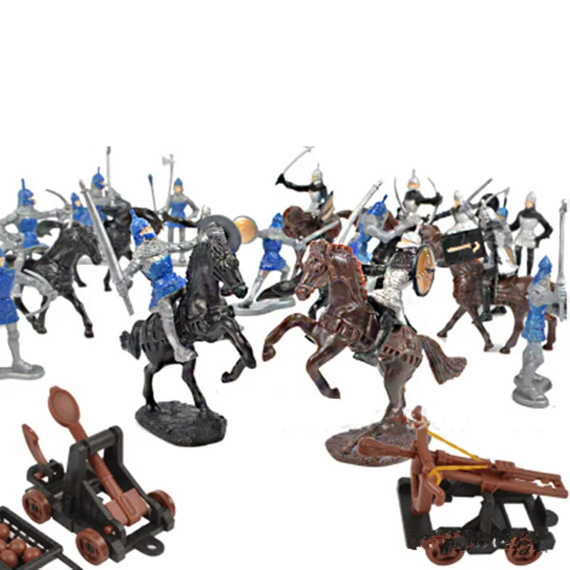 Medieval Military War colour Warriors Ancient Cavalry Battle Steed Chariot Static Military Figures Model Children Gift