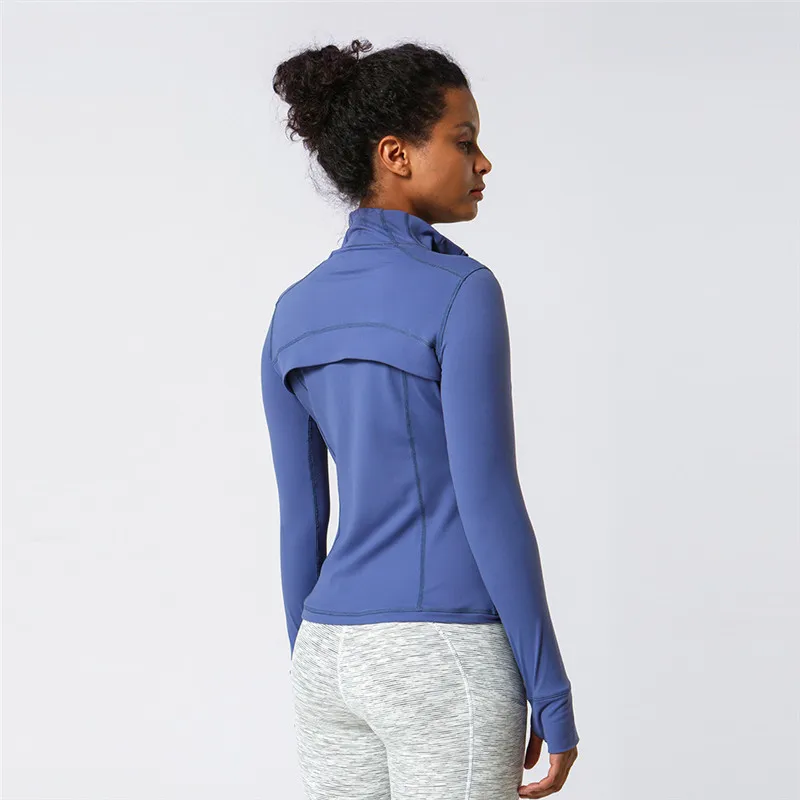 Solid Color Women Sport Jacket Top Stand-up Collar Half Zipper Long Sleeve Fitness Sweatshirt Jacket Yoga Shirt Stretch Gym Coat