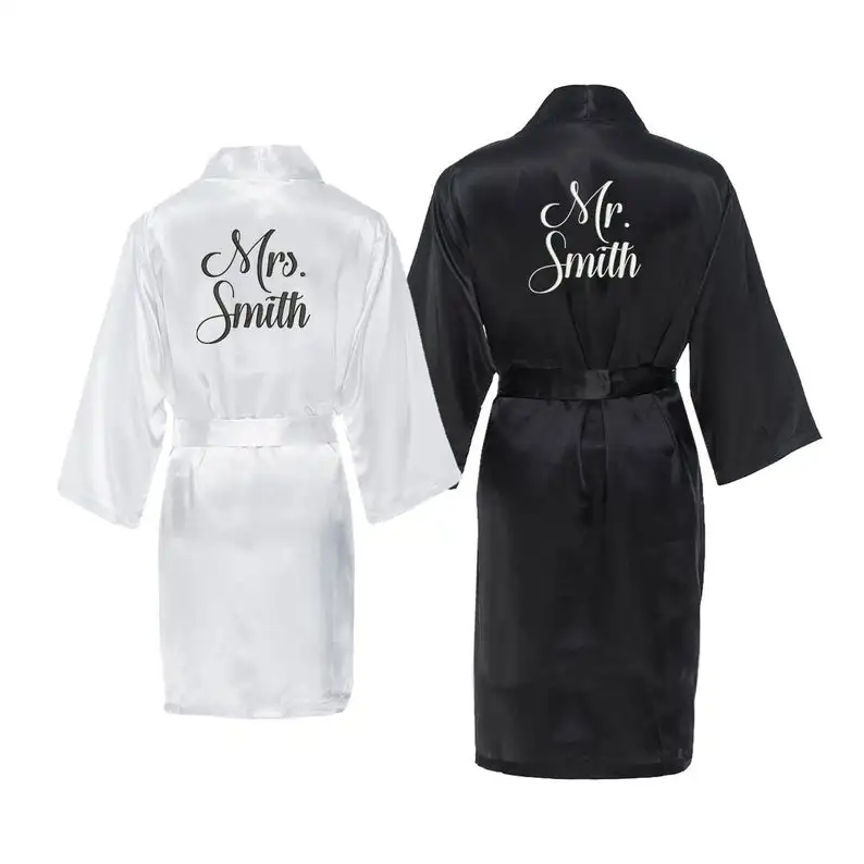 Personalized Bride & Groom Robes Set Monogrammed His and Hers Robes Couples Wedding Robes Custom Matching Hubby & Wifey Robes