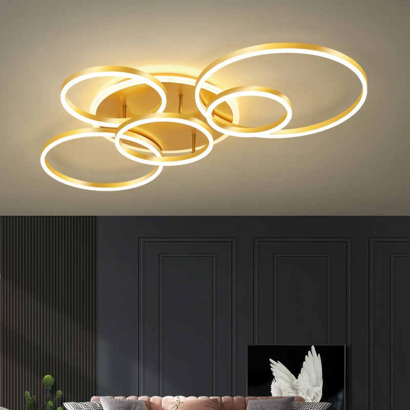 

Gleam Modern led ceiling lights lamp New RC Dimmable Circle rings designer for living room bedroom ceiling lamp fixtures