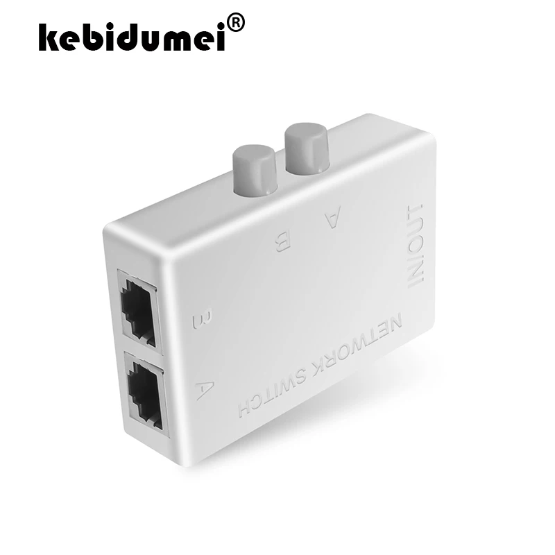 

kebidumei 2 Ports RJ45 LAN CAT6 Network Switch Selector Internal External Network Switcher Splitter Box white