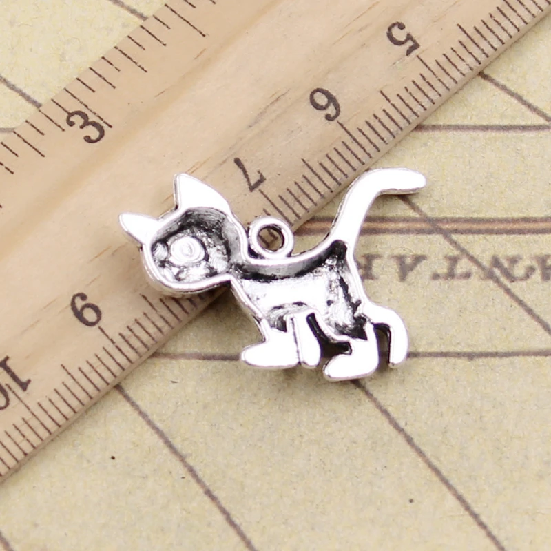 10pcs Charms Cat 30x22mm Tibetan Bronze Silver Color Pendants Antique Jewelry Making DIY Handmade Craft