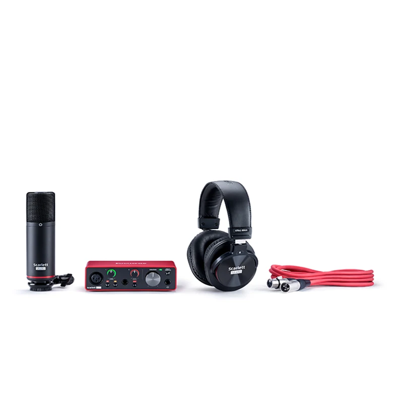 حزمة بطاقة الصوت للتسجيل من Focusrite Scarlett Solo Studio 3rd Gen 2 مدخل/2 خارج واجهة صوت USB مع ميكروفون مكثف وسماعة رأس