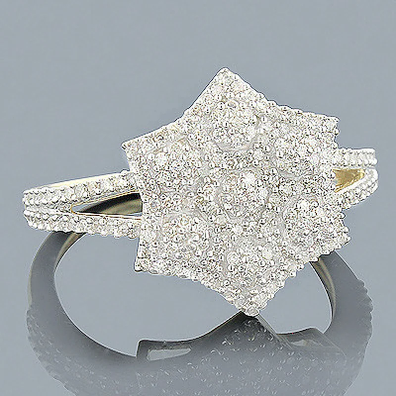 Elegant Silver Color Mirco-Inlaid Crystal Zircon Rhinestone Hexagon Polygon Female Ring for Women Party Jewelry