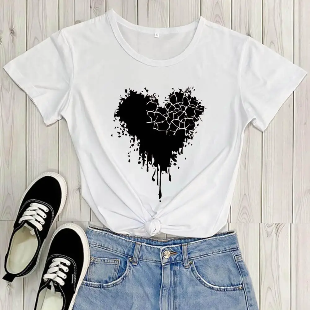 

Broken Heart Bleeding Cracked Graphic Printed Shirt New Arrival 100%Cotton Funny T Shirt Love Shirt Unloved Distressed Tee