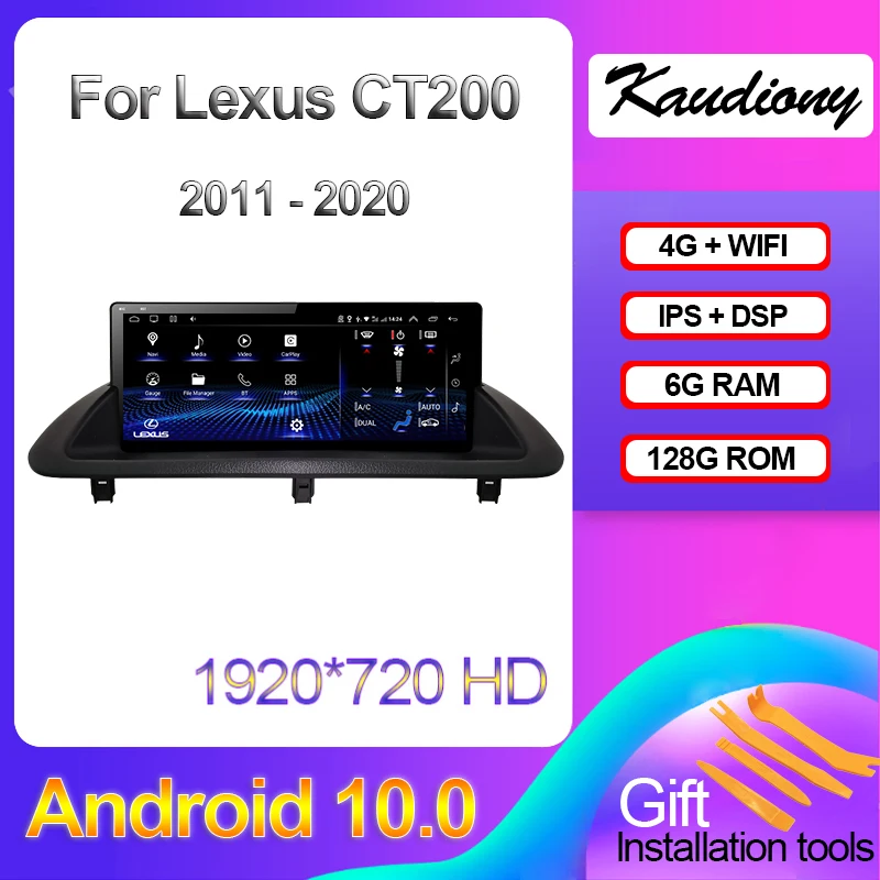 

Kaudiony 10.25" Android 10.0 For Lexus CT200 CT200H CT Car DVD Multimedia Player Auto Radio GPS Navigation Stereo 4G 2011-2020