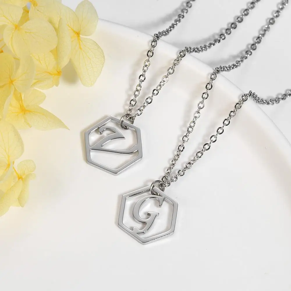 Hexagonal Honeycomb Letters Jewelry Handmade Any Custom Name Necklace Personalized Necklaces Choker Women Men Gift