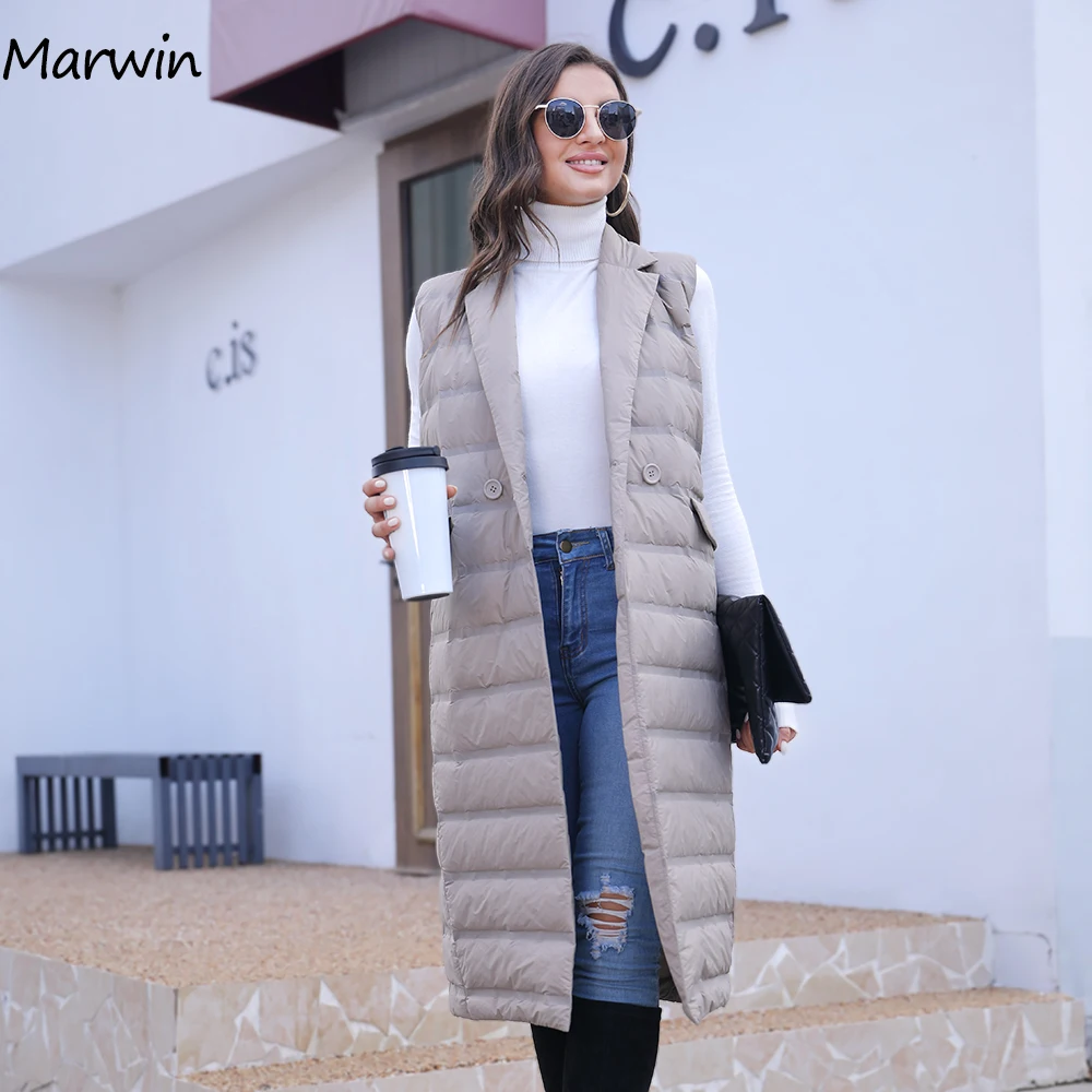 Marwin 2021 Fashionable Streetwear Long Vest Women's Solid High Quality Female New Winter Elegant Vest With Duck Down