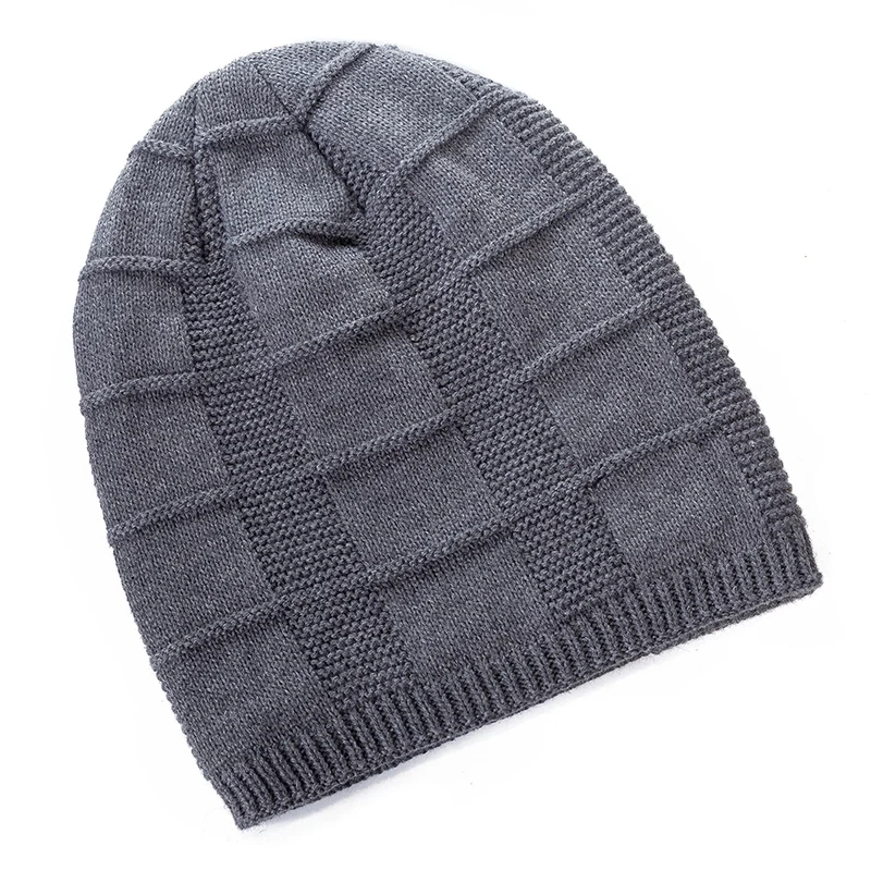 New Unisex Plain Color Winter Hats For Men & Women High Quality Warm Ski Beanie Cap Men Women Add Fur Lined Cotton Knitted Hat