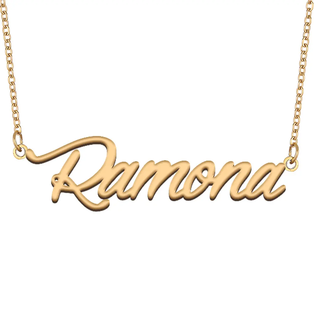 Ramona Name Necklace for Women Stainless Steel Jewelry Gold Plated Personalized Nameplate Pendant Femme Mother Girlfriend Gift