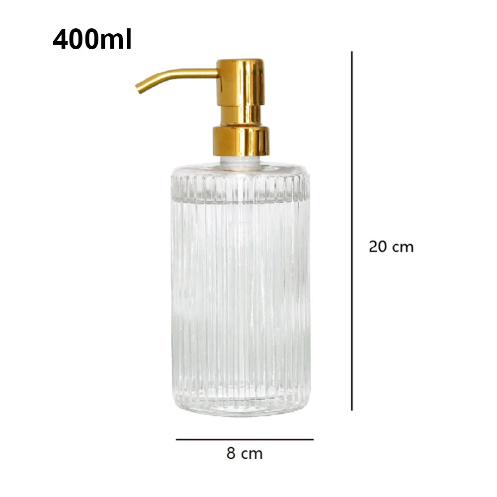 400ml Soap Dispenser Transparent Glass Shampoo Bottle with Metal Pump Bath Hand Washing Bottles Kitchen Detergent Sub-bottle