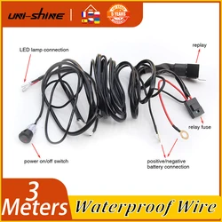 UNI-SHINE Waterproof Wire Harness Sockets Kit Relay Led Light Bar Wires Relay Connector Switch Led Work Light for ATV Truck SUV