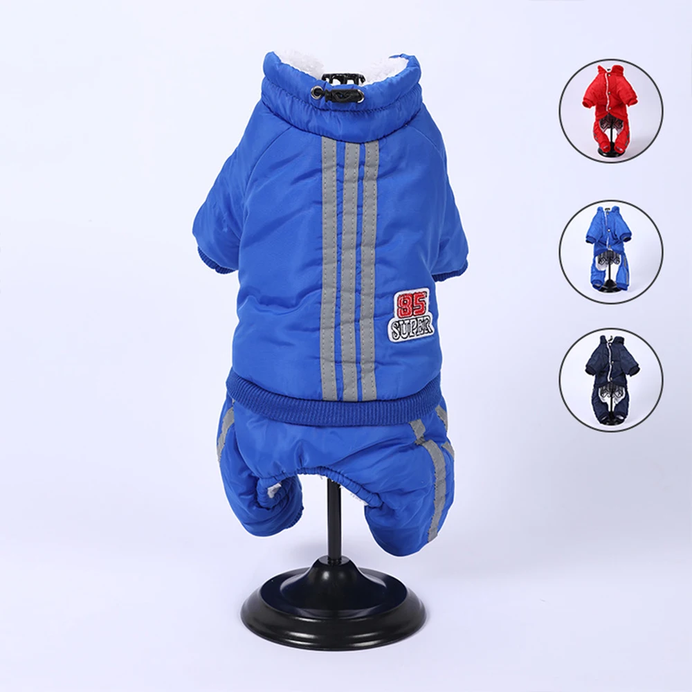 

Pet Dog Winter Jacket Coat Soft Warm Plush Thicken Dog Clothes Reflective Stripes Small Medium Dogs Costume Chihuahua Outfits