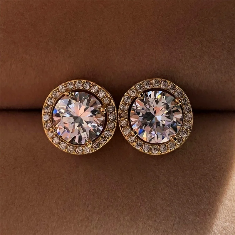 Huitan Luxury AAA CZ Stud Earrings For Women Romantic Elegant Female Daily Earrings 7 Colors Available Wholesale Dropshipping