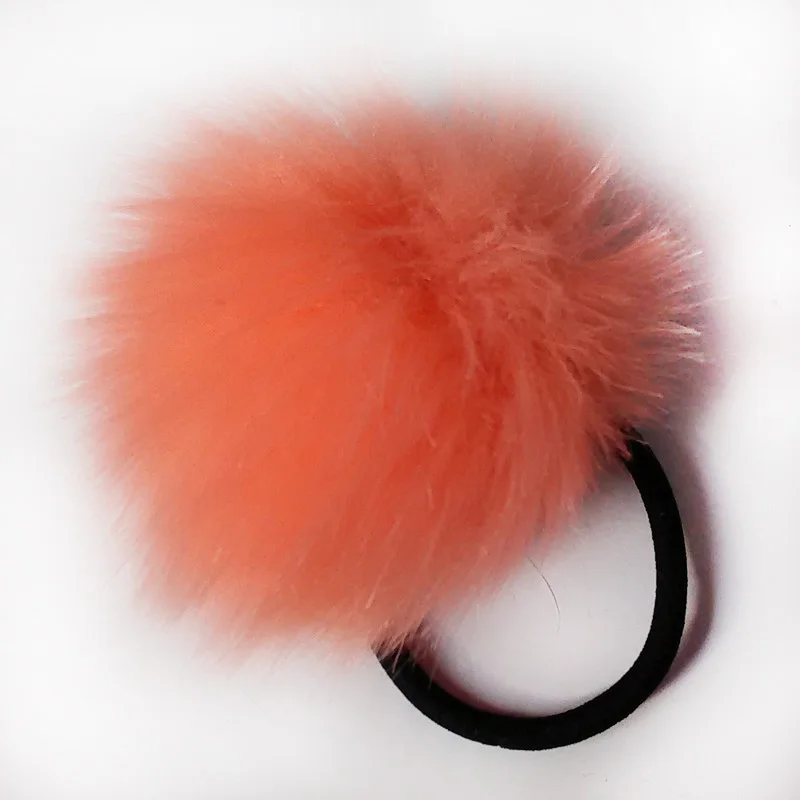 16 Color Bunny Pompons Black Rubber Band Hairball String Fluffy Ball Pompom Hair Wear Fake Fur Ball Jewelry Cute Handmade Crafts