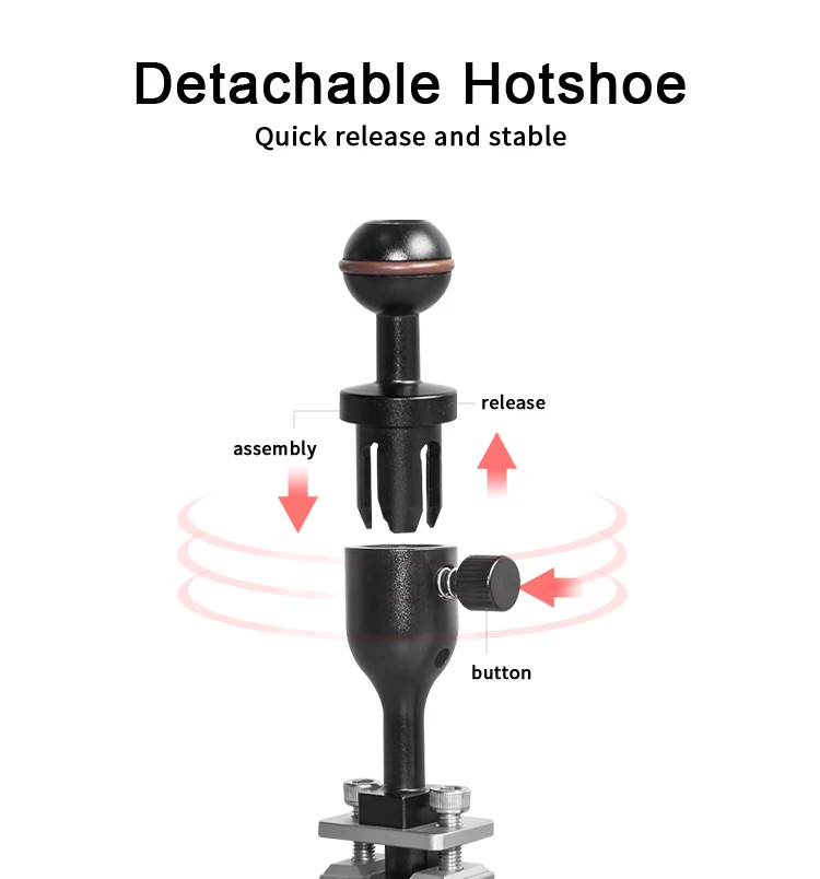 SUPE Scubalamp Detachable Hot Shoe DHS Ball YS 5inch Quick Release Stable Scuba Diving Underwater Camera Housing Accessories