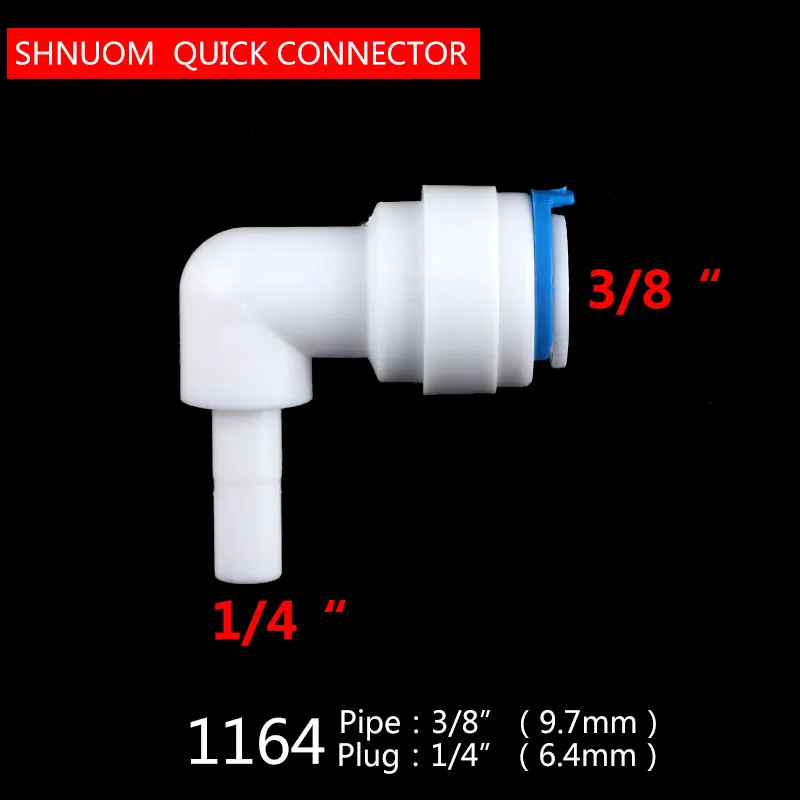 3/8 "Ống-1/4" Bolt Khuỷu Tay Kết Nối Nhanh 1164 Ống Cứng Cắm Chung Đường Kính 6.5MM bể Cá Cảnh Lọc Nước RO Hệ Thống Thẩm Thấu Ngược
