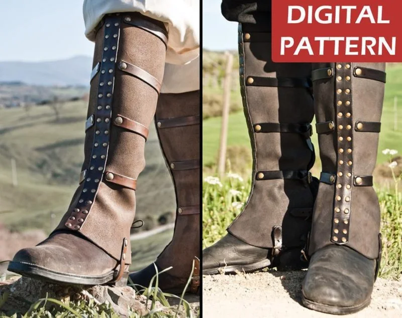 Medieval Knight Armor Retro Warrior Samurai Cosplay Retro Shoe Set Knight Equipment Unisex Stage Props COS Foot Cover