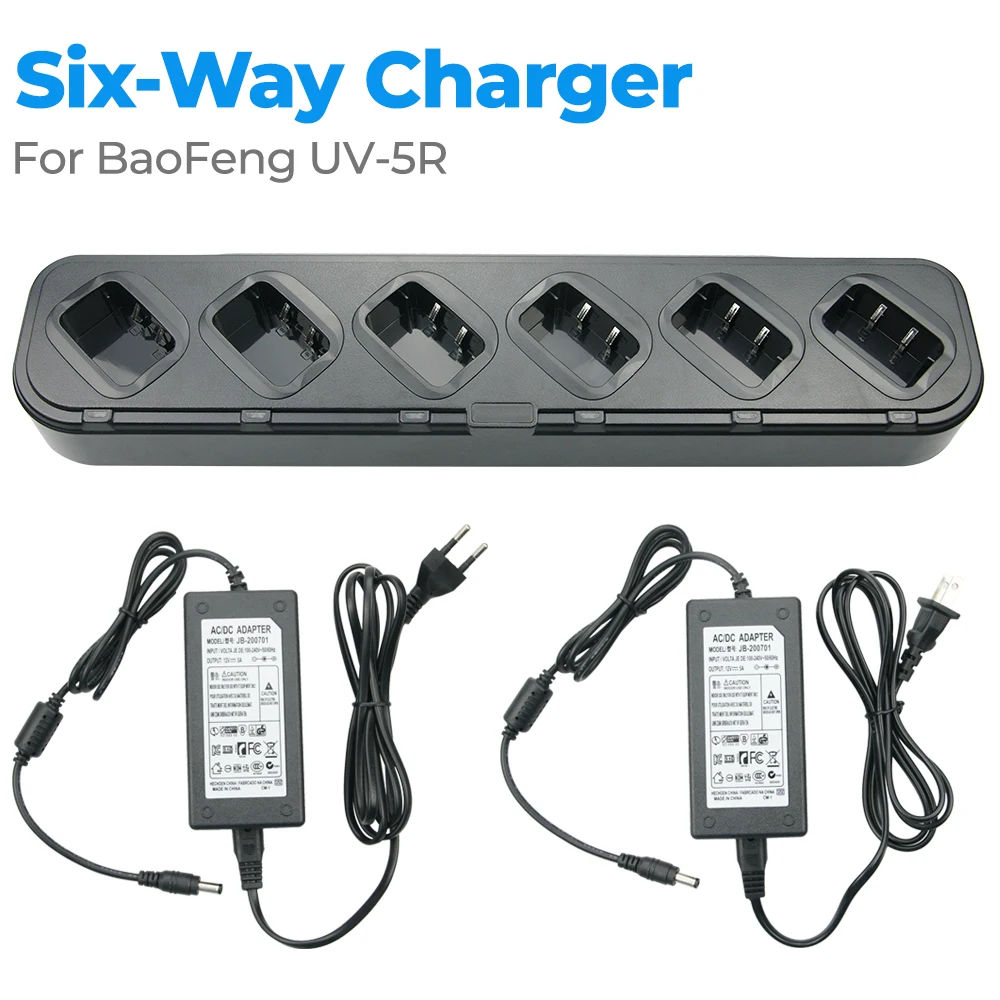 

Universal Rapid Six-Way Charger For BaoFeng DM-5R UV-5R UV-5RTP BF-F8HP UV-5RE PLUS UV-5RA BF-F9 V2+ UV-5RB Walkie Talkie