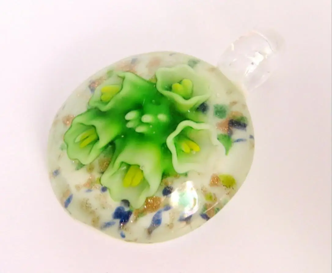 New Handmade Murano Lampwork Glass Morning-glory Round Pendant Fit Necklace LL49